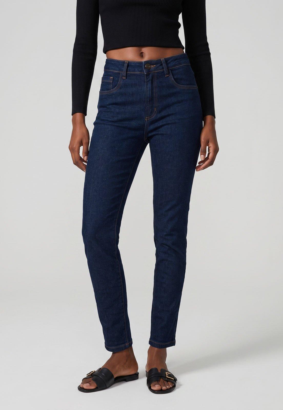 Calça Jeans Feminina Lança Perfume Skinny Azul Escuro