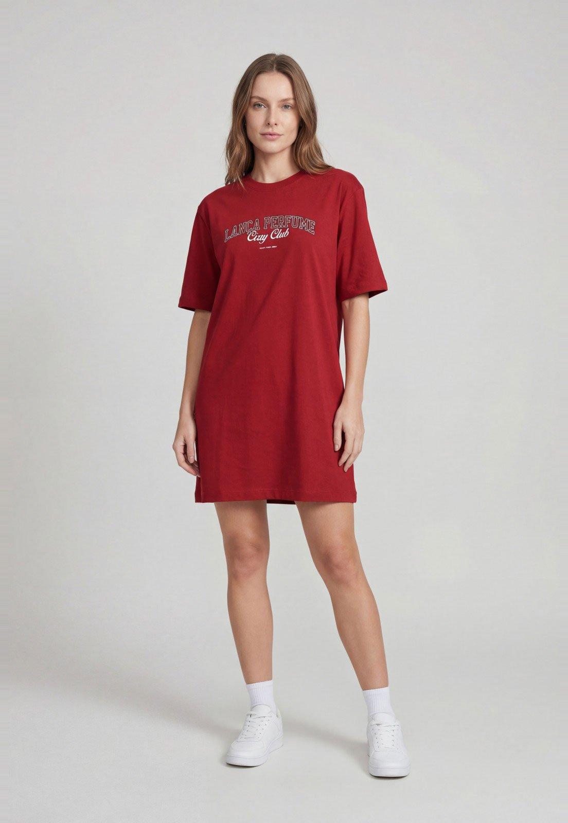 Vestido Feminino Lança Perfume Decote Redondo Vermelho