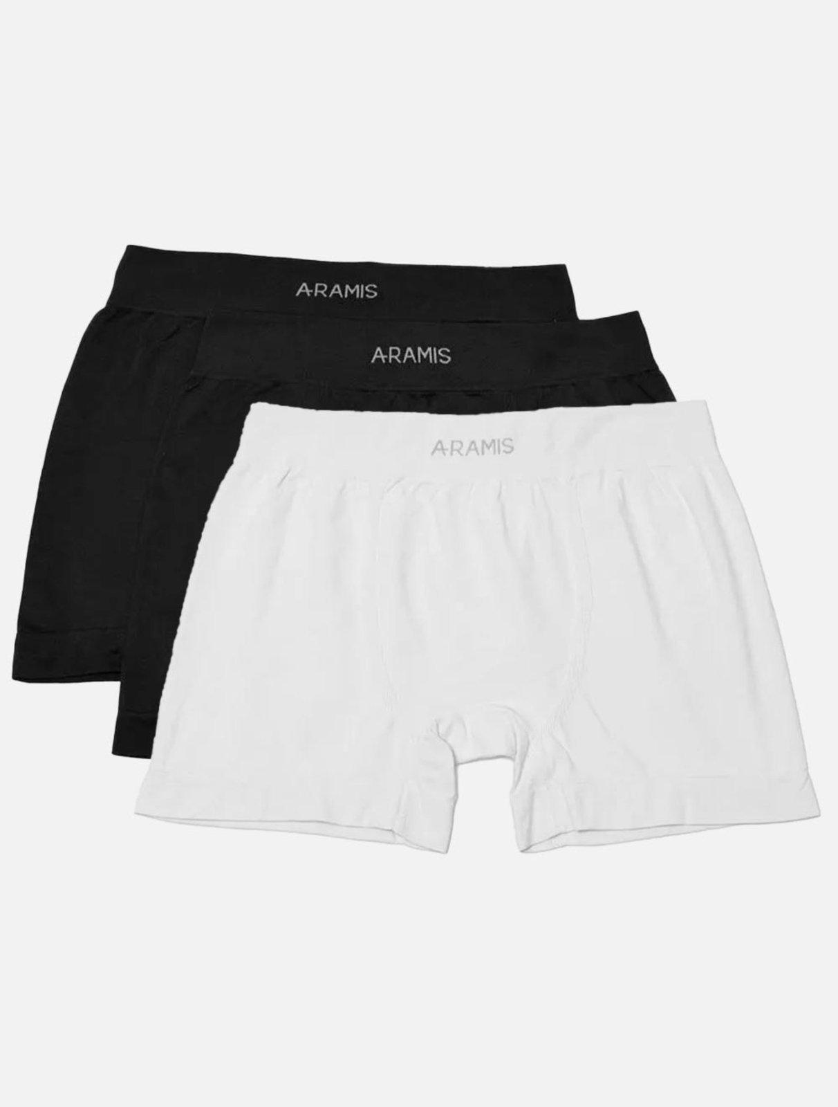 Cuecas Aramis Boxer Sem Costuras Preta/ Branca Pack 3UN