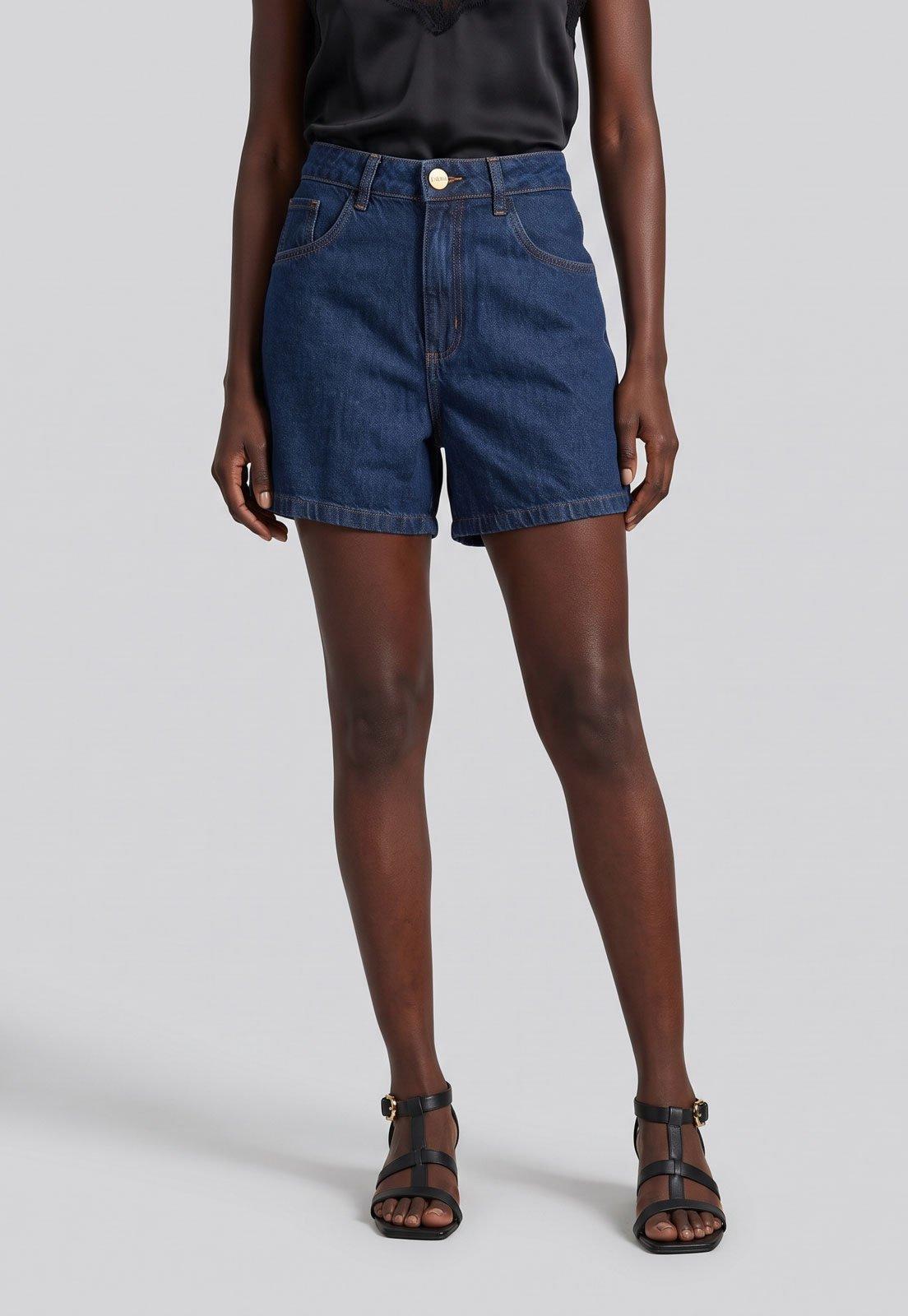 Bermuda Feminina Lança Perfume Jeans Reta Azul