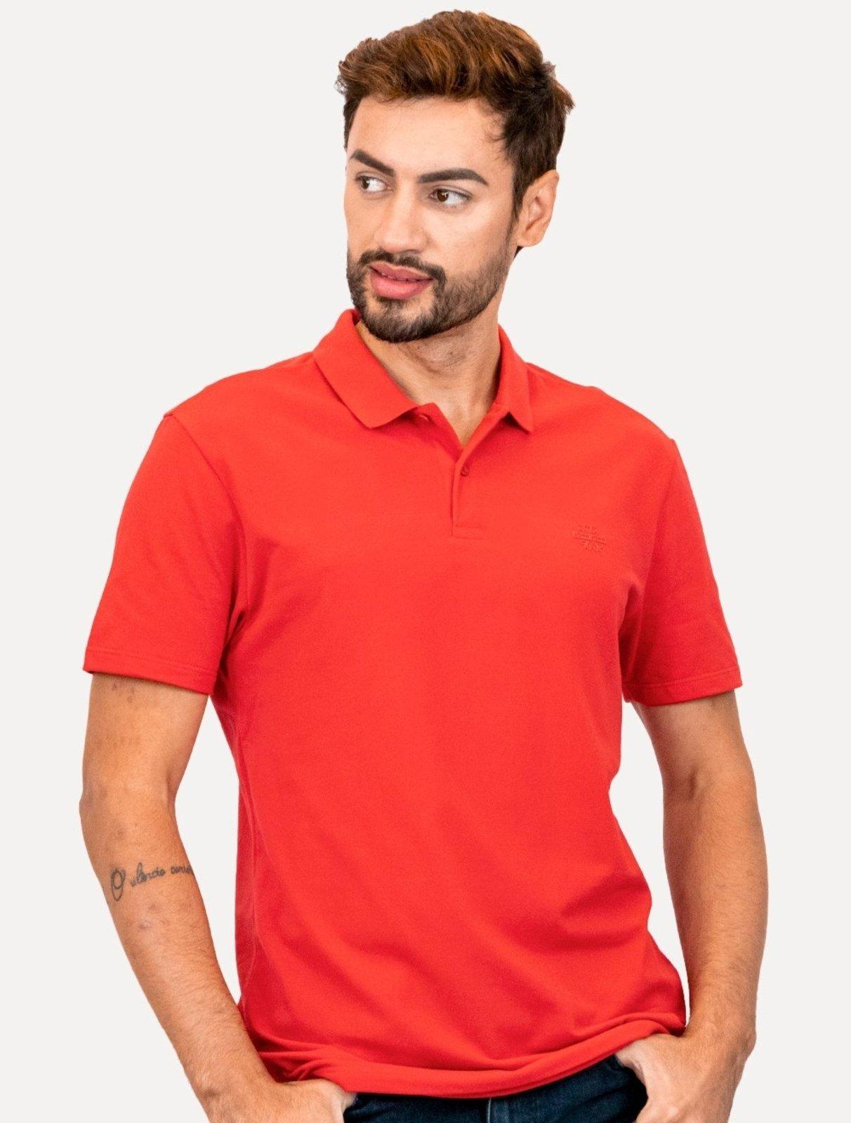 Polo John John Masculina Light Transfer Vermelha