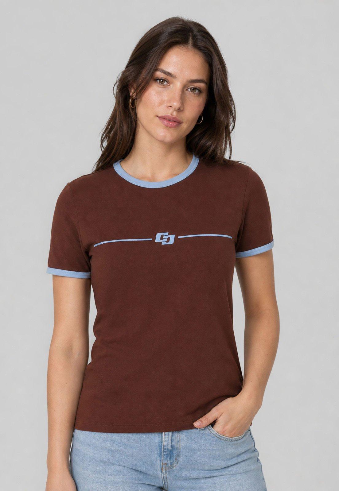 Camiseta Feminina Colcci Logo Marrom