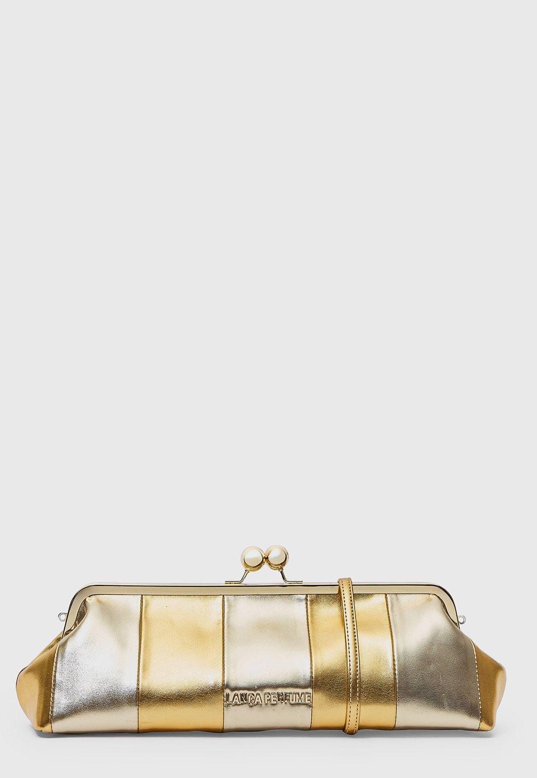 Bolsa Feminina Lança Perfume Estruturada Metalizada Dourada
