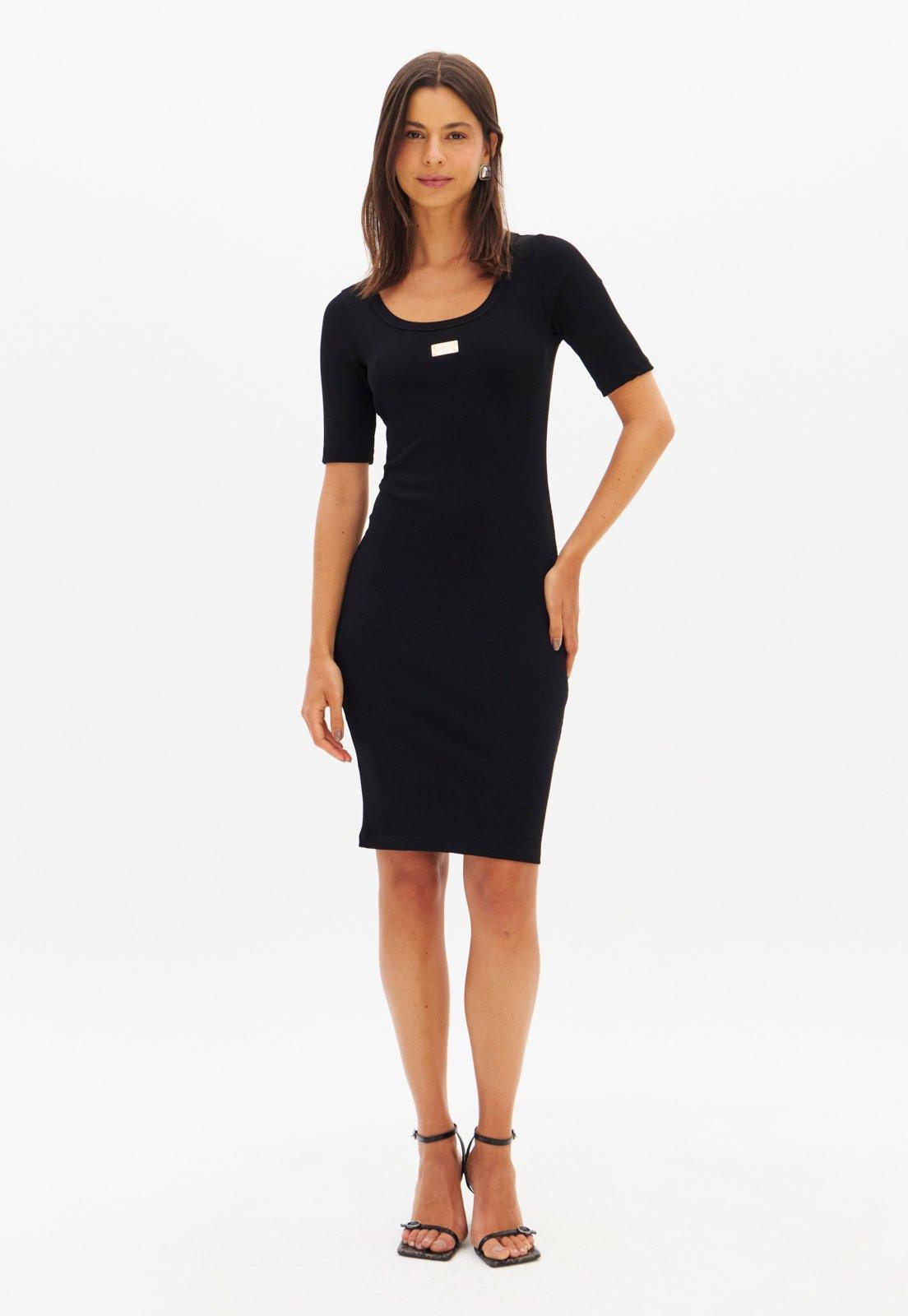 Vestido Feminino Lança Perfume Curto Detalhe Metálico Preto