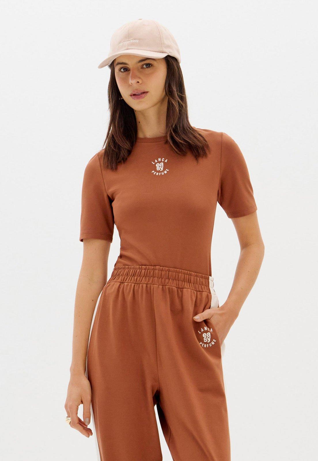 Blusa Feminina Lança Perfume Logo Terracota