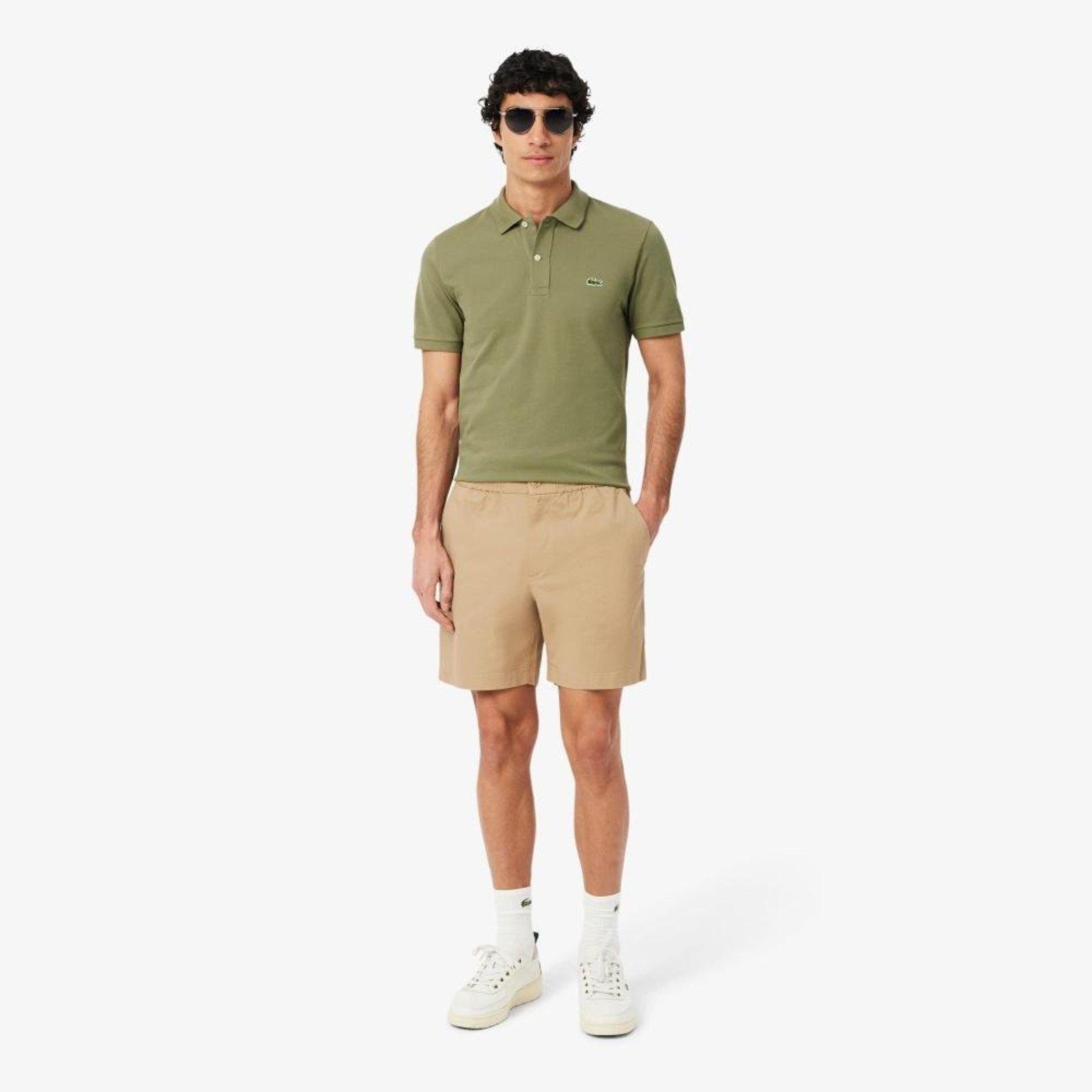 Shorts Masculino Lacoste Tafetá De Algodão Modelagem Reta Bege