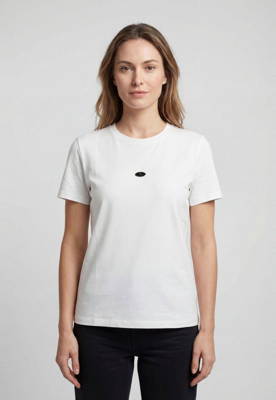 Camiseta Feminina Colcci Logo Metálico Branca