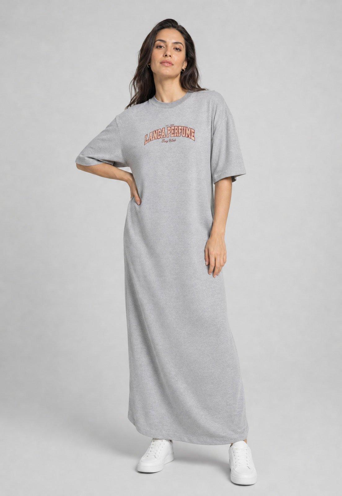 Vestido Longo Lança Perfume Logo Cinza
