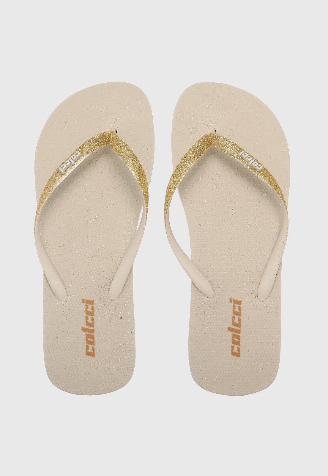 Chinelo Feminino Colcci Glitter Bege
