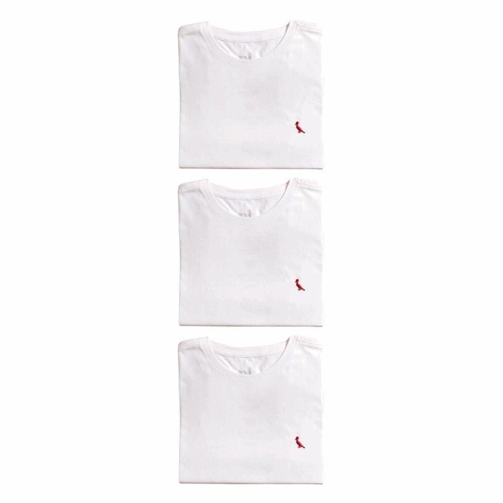 Kit 3 Camisetas Brasa Pica Pau Bordado Reserva Branco