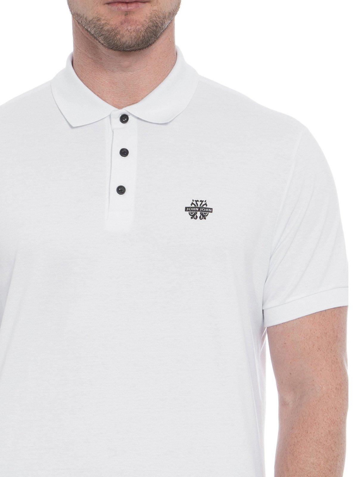 Polo John John Masculina Logo Transfer White Branca
