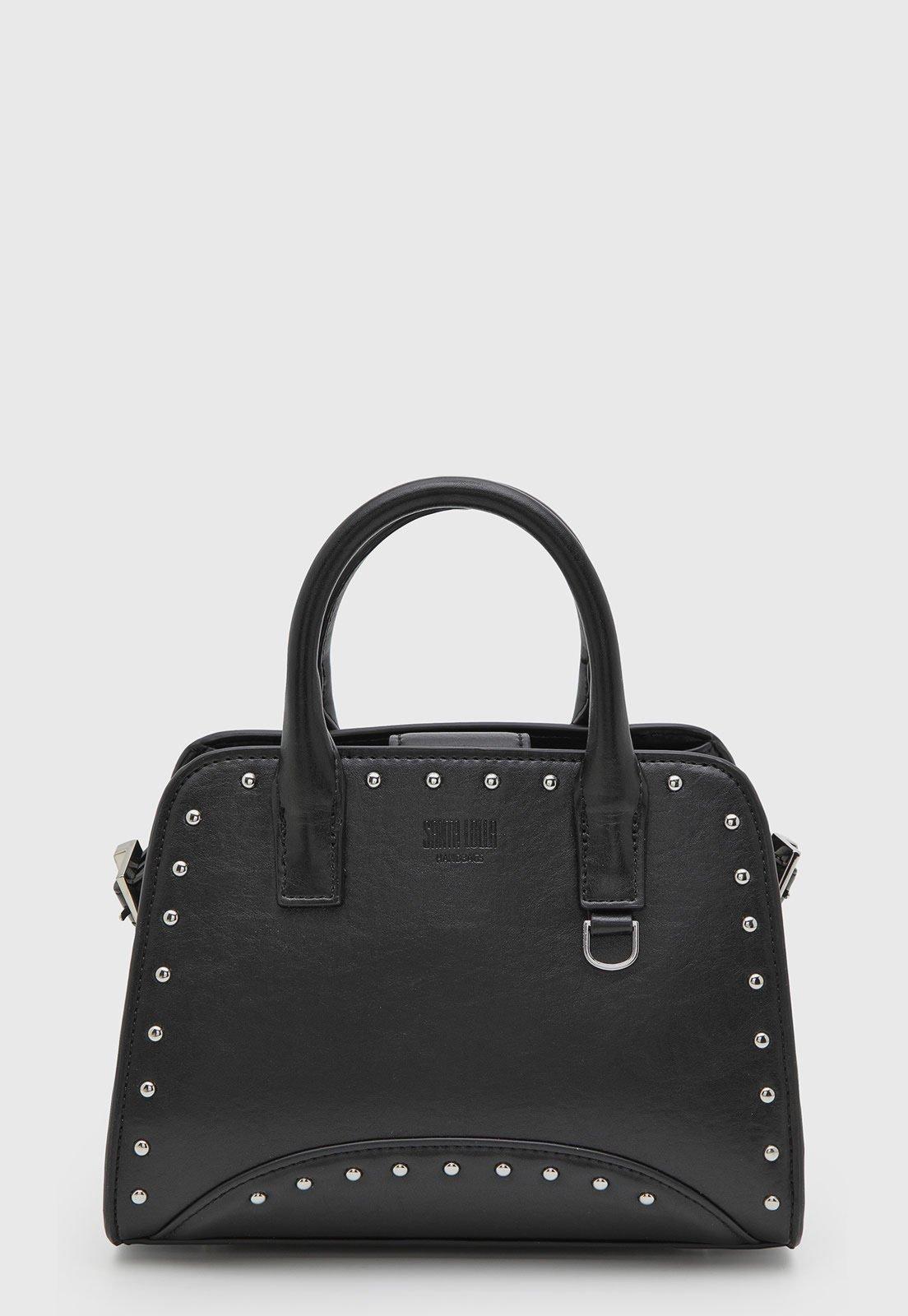 Bolsa Feminina Santa Lolla Estruturada Tachas Preta