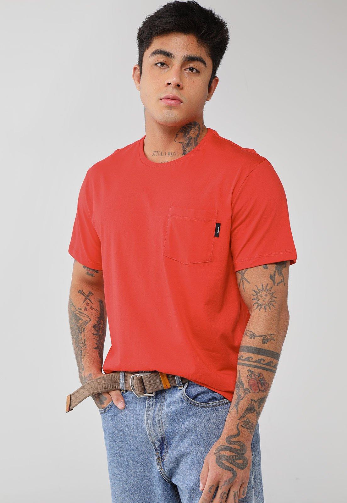 Camiseta Masculina Colcci Bolso Vermelha