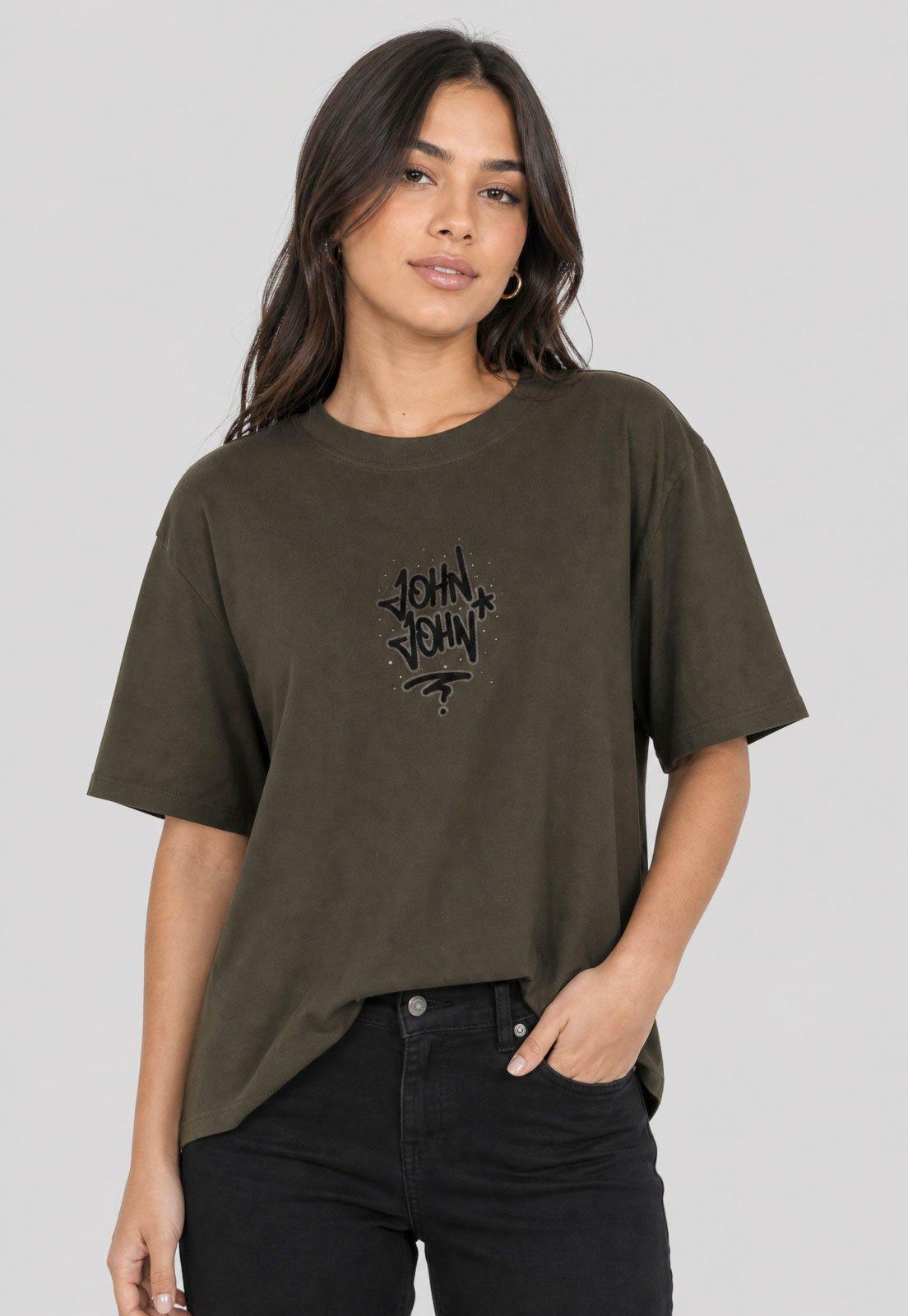 Camiseta Masculina John John Oversized Logo Verde