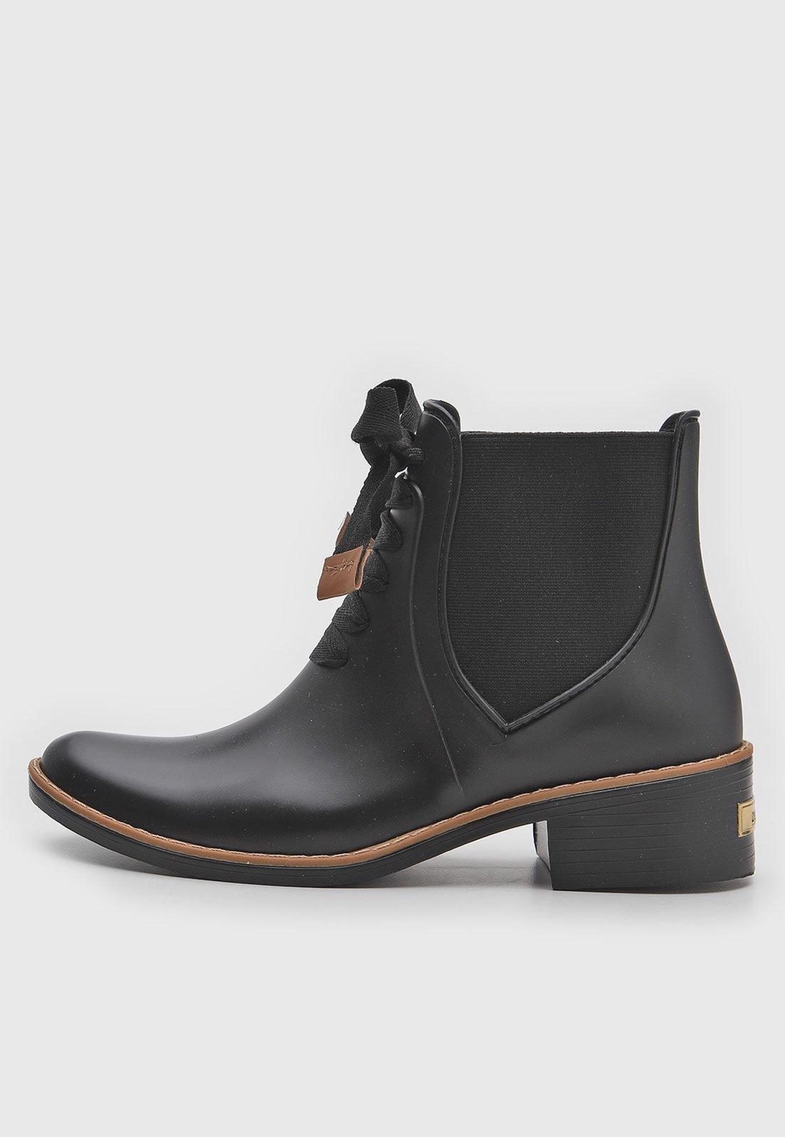Bota Chelsea Colcci Cano Baixo Gorgurão Preto