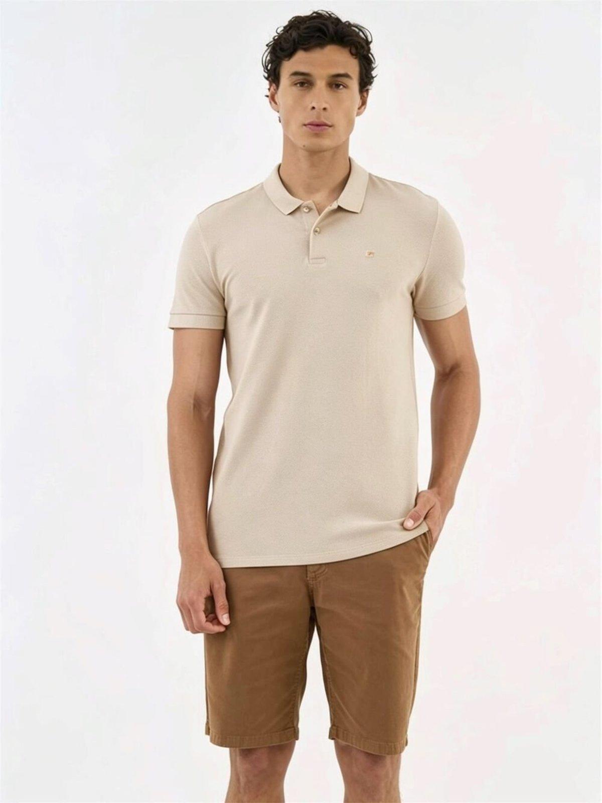 Camisa Polo Masculina Essential Flex Algodão Colcci Bege Taupe