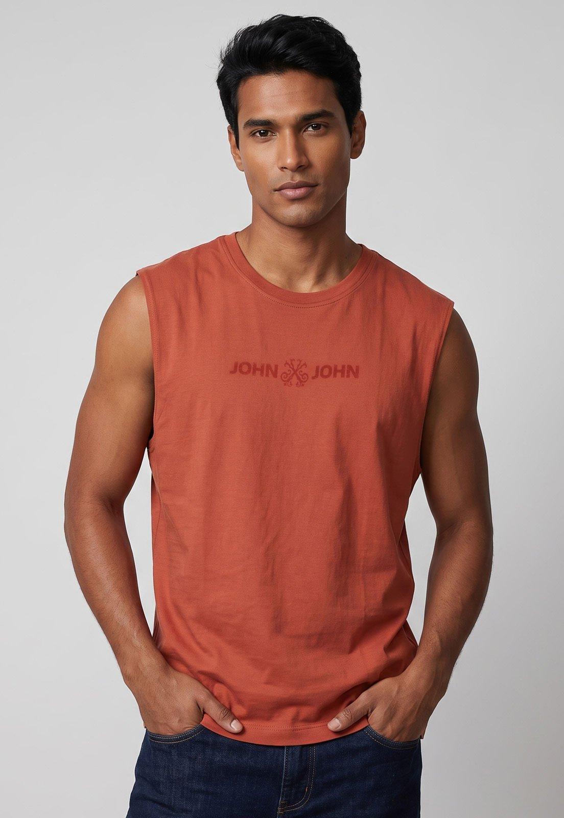 Regata Masculina John John Logo Algodão Terracota