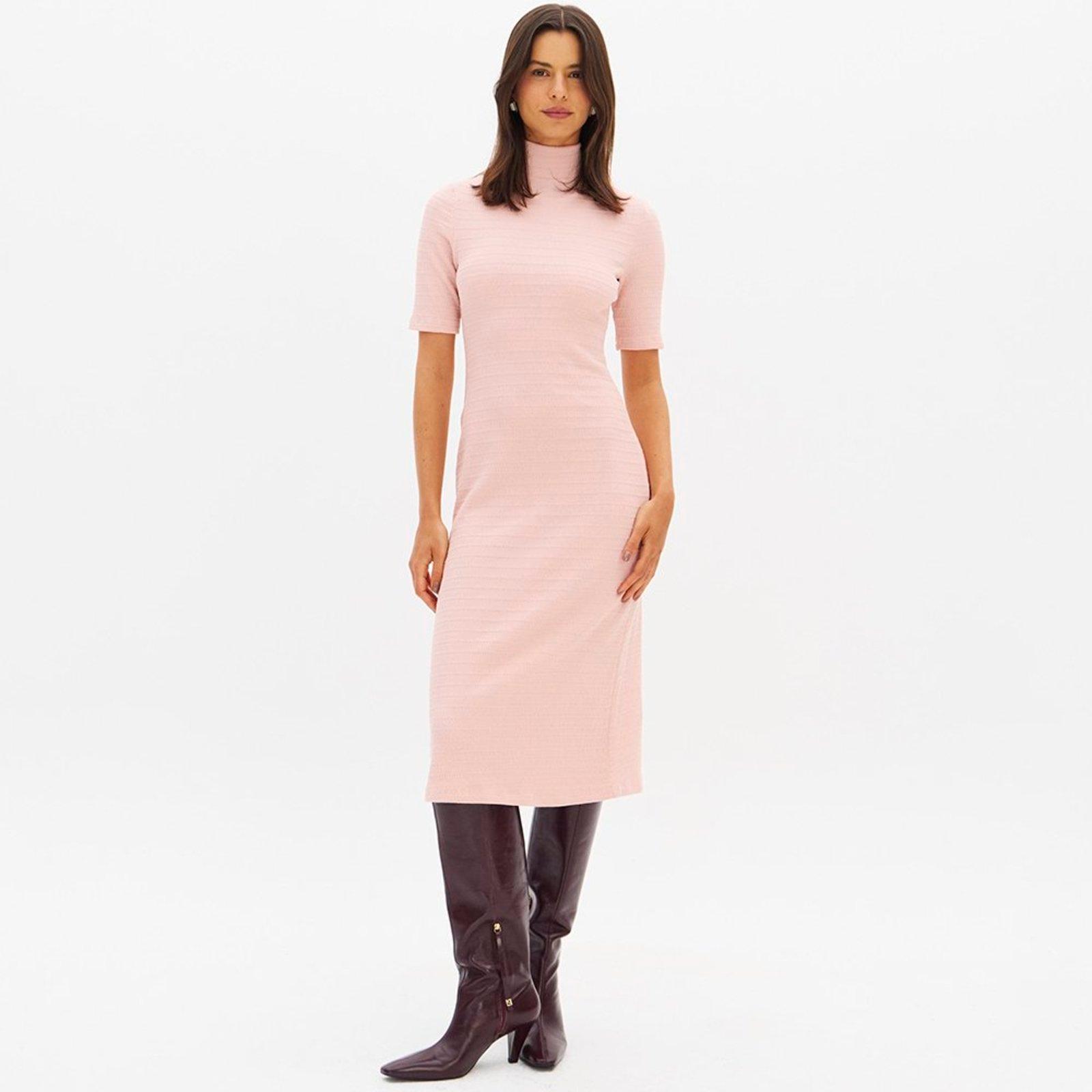Vestido Midi Lança Perfume Canelado In26 Rosa Feminino