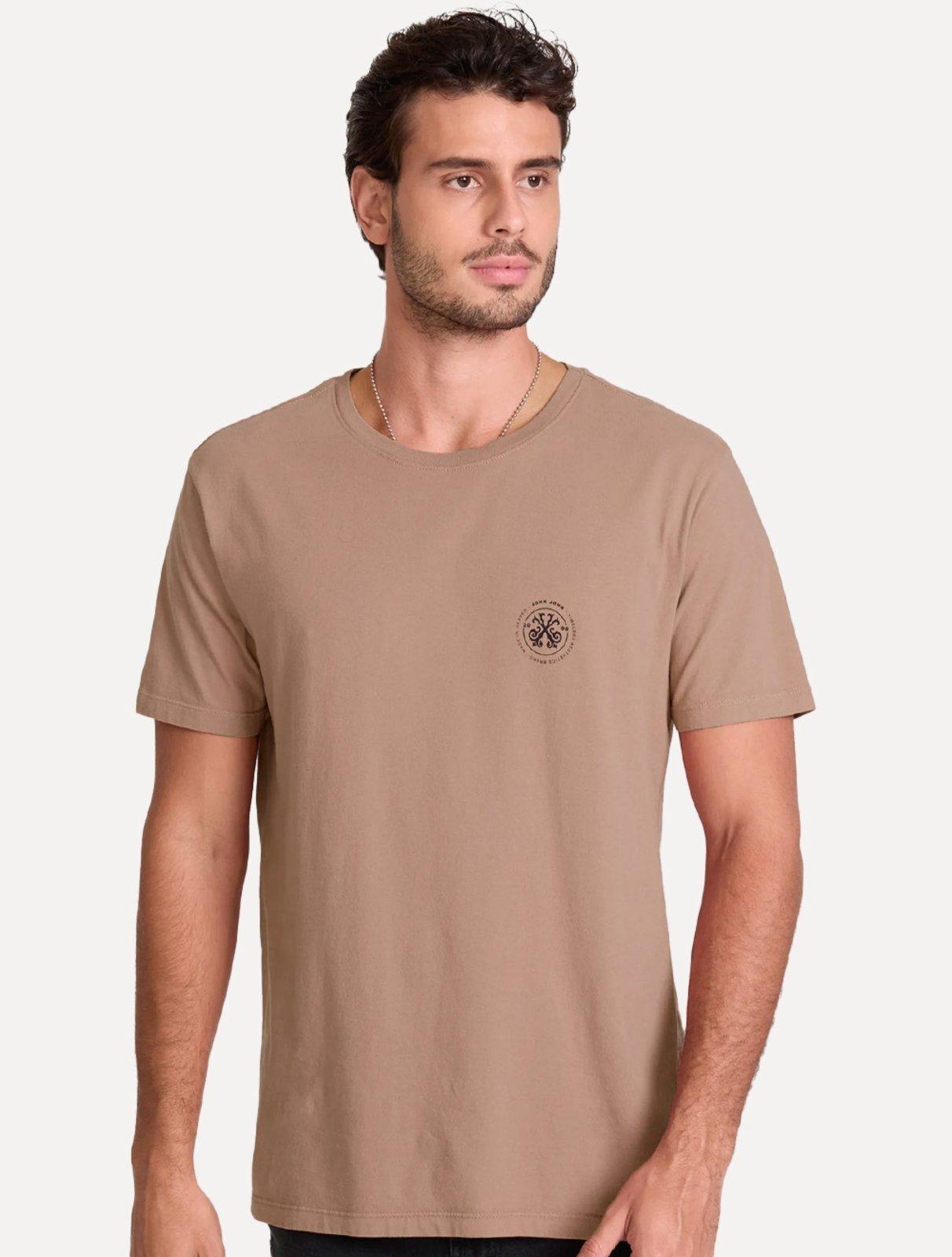 Camiseta John John Masculina Regular Fit Brand Cáqui Médio