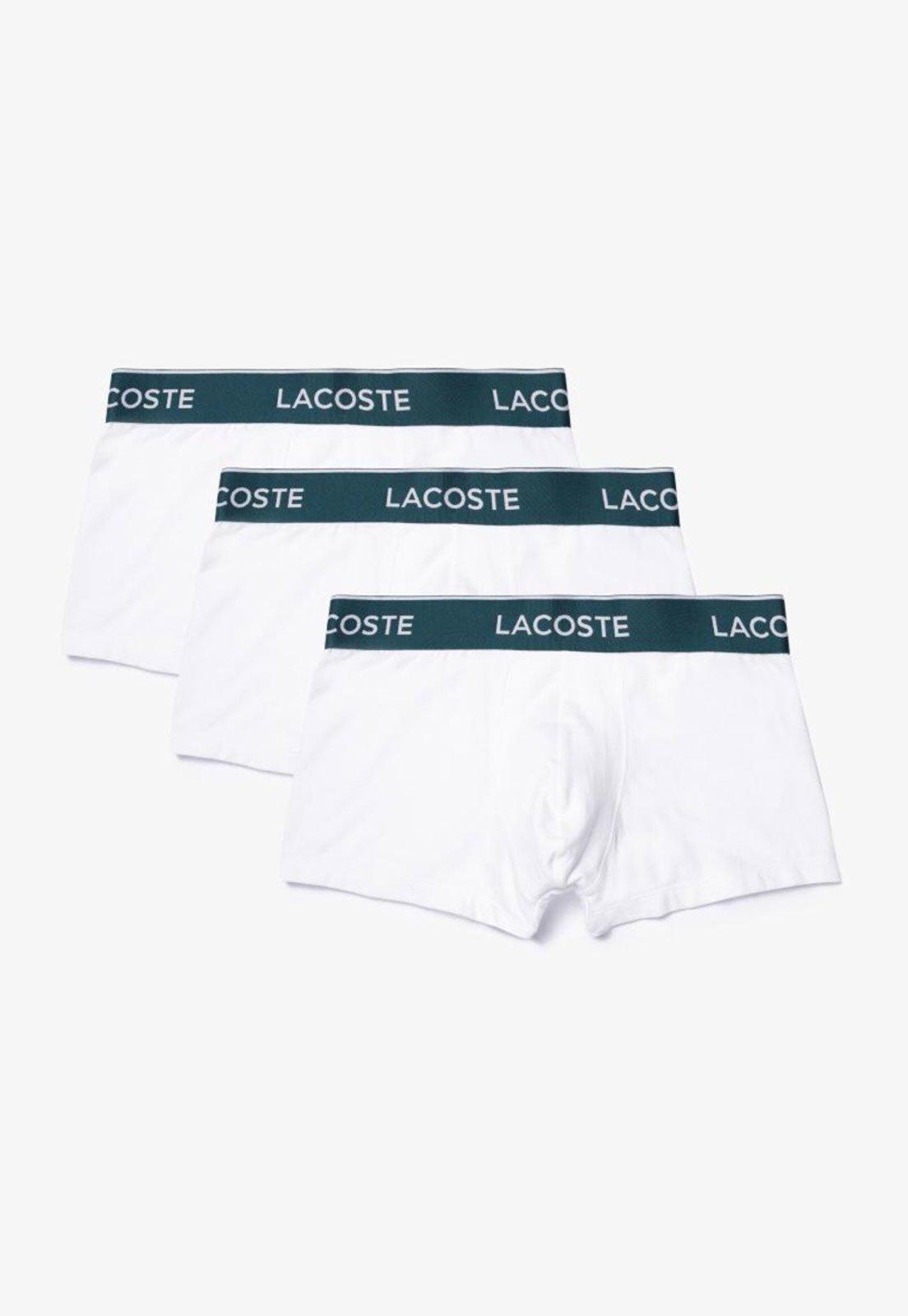 Pack de três boxers masculinas em algodão com stretch e cós assinado Branco