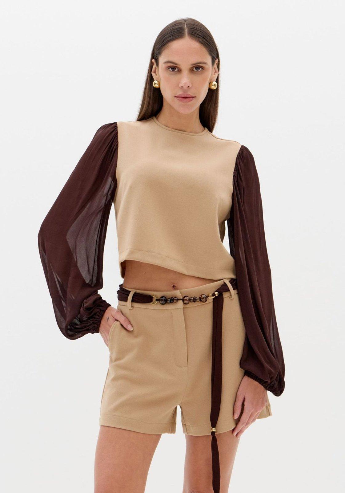 Blusa Com Manga Longa Chiffon Lança Perfume