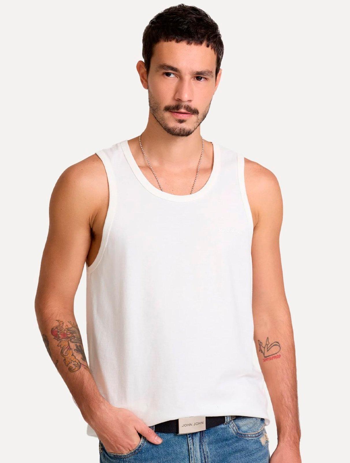 Regata John John Masculina New Regular Fit Rubber Logo Off White