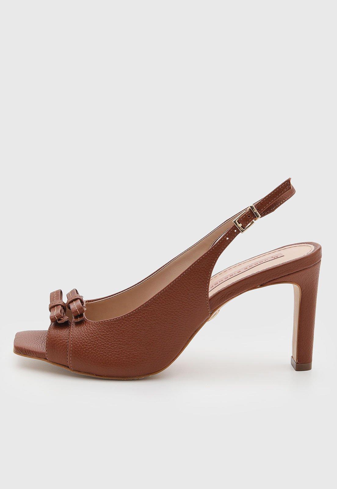 Sandália Feminina Jorge Bischoff Slingback Couro Marrom