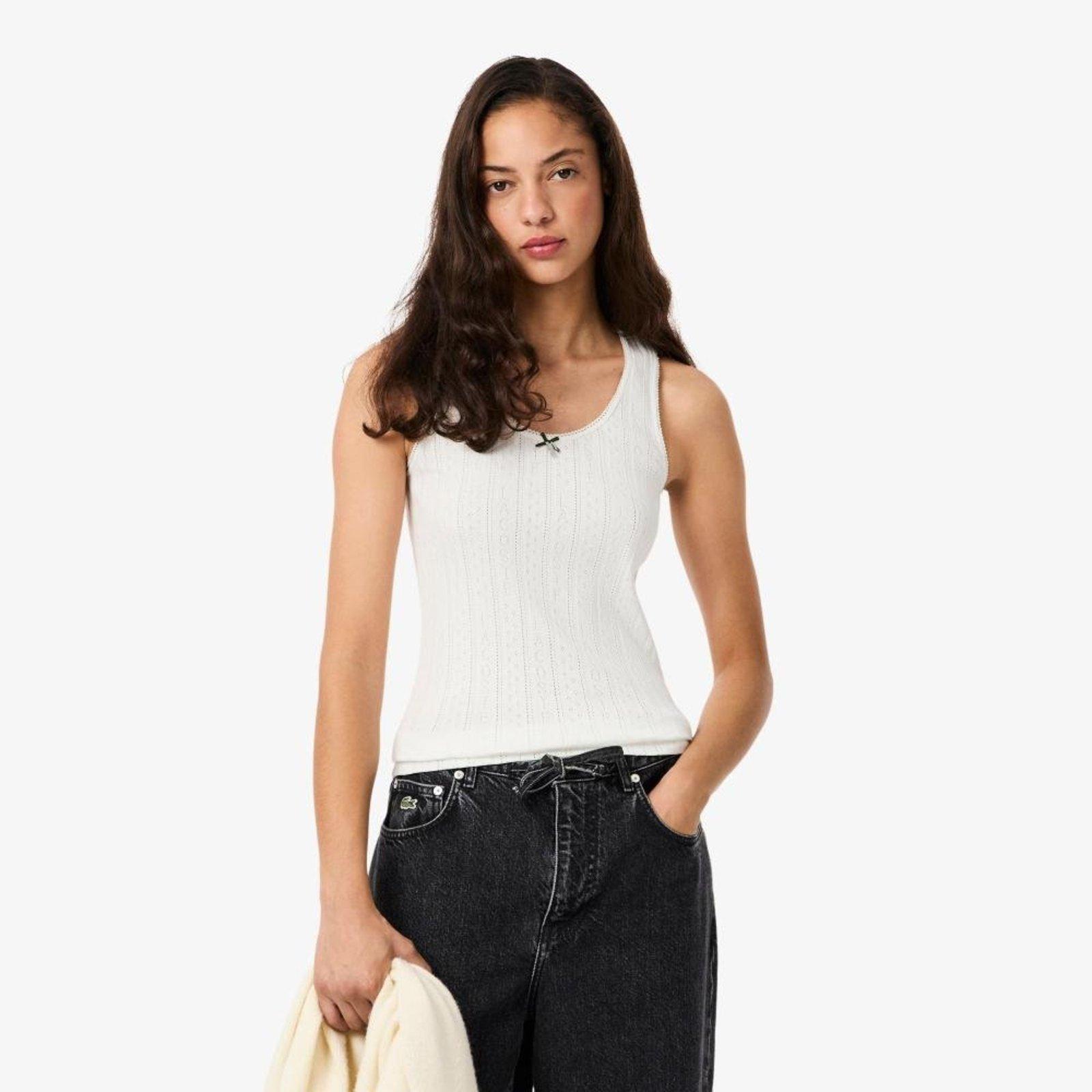 Regata de Algodão de Malha Pointelle Slim Fit Branco - 40 Branco