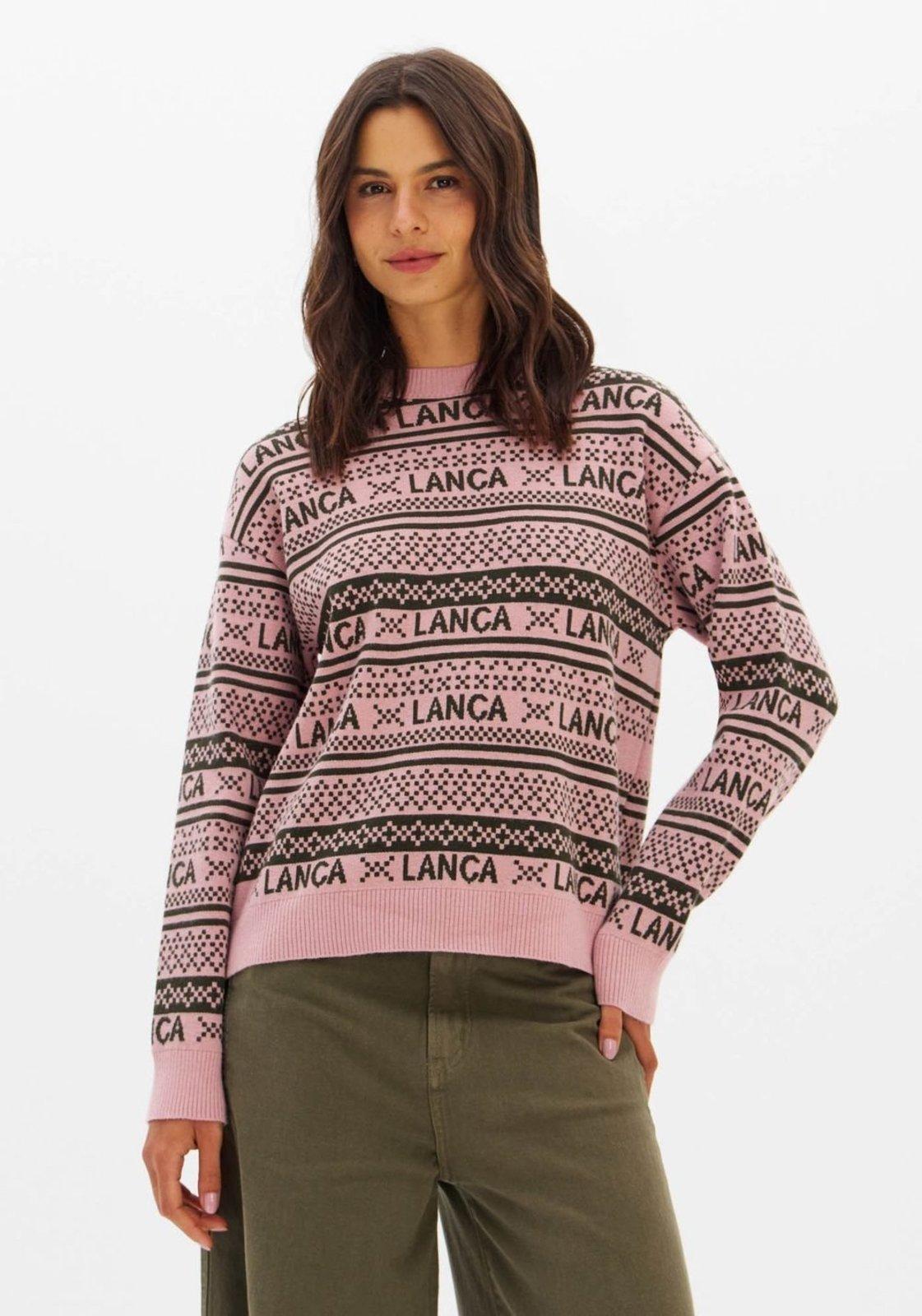 Blusa De Tricô Jacquard Manga Longa Lança Perfume