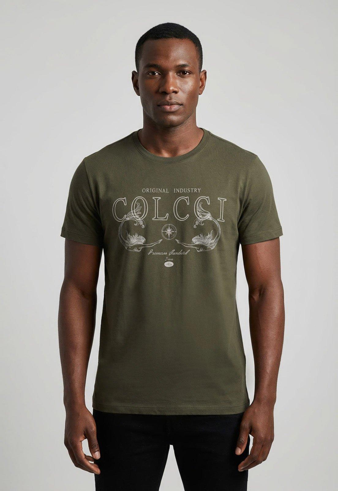 Camiseta Masculina Colcci Estampa Frontal Verde