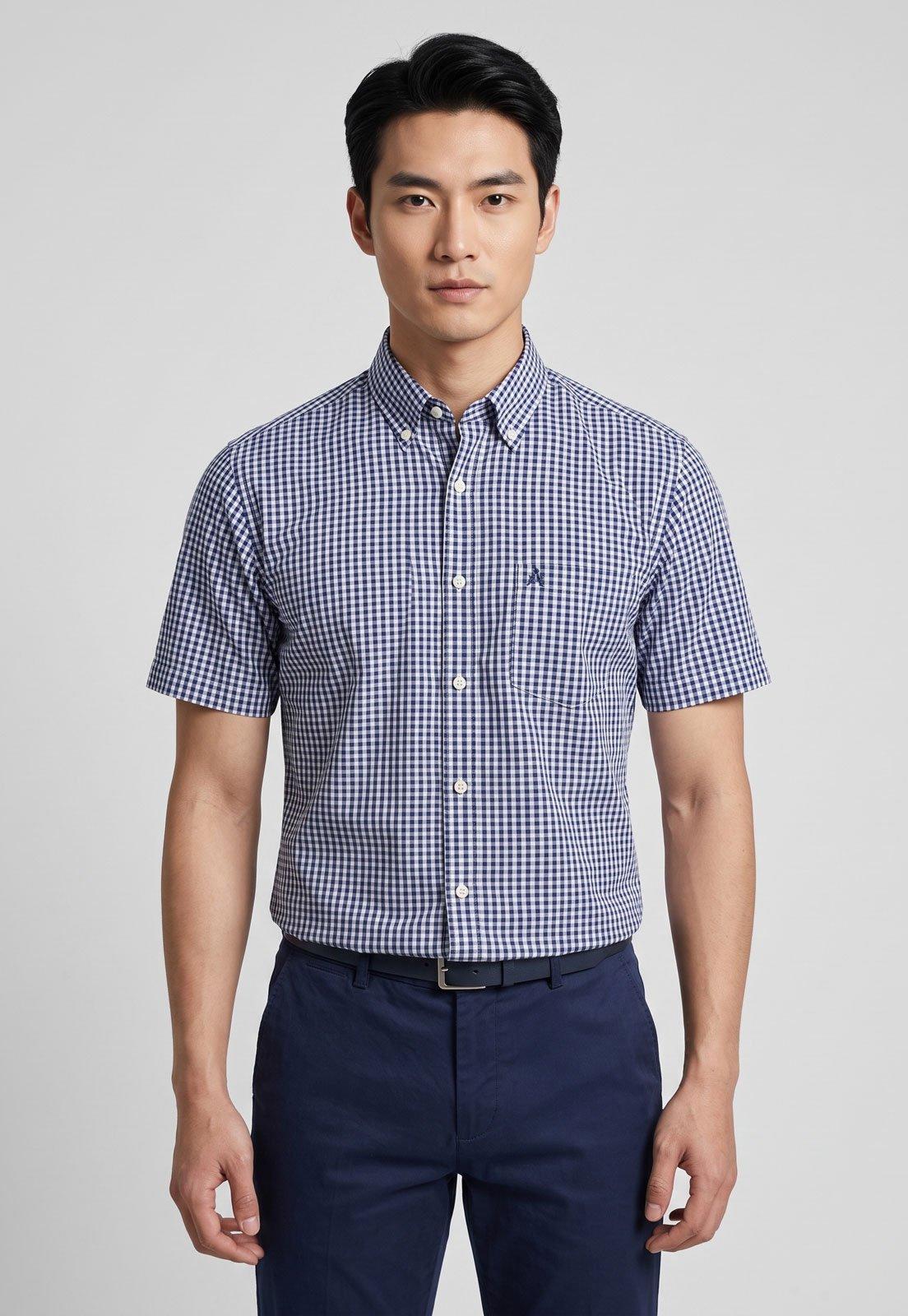 Camisa Masculina Aramis Xadrez Azul