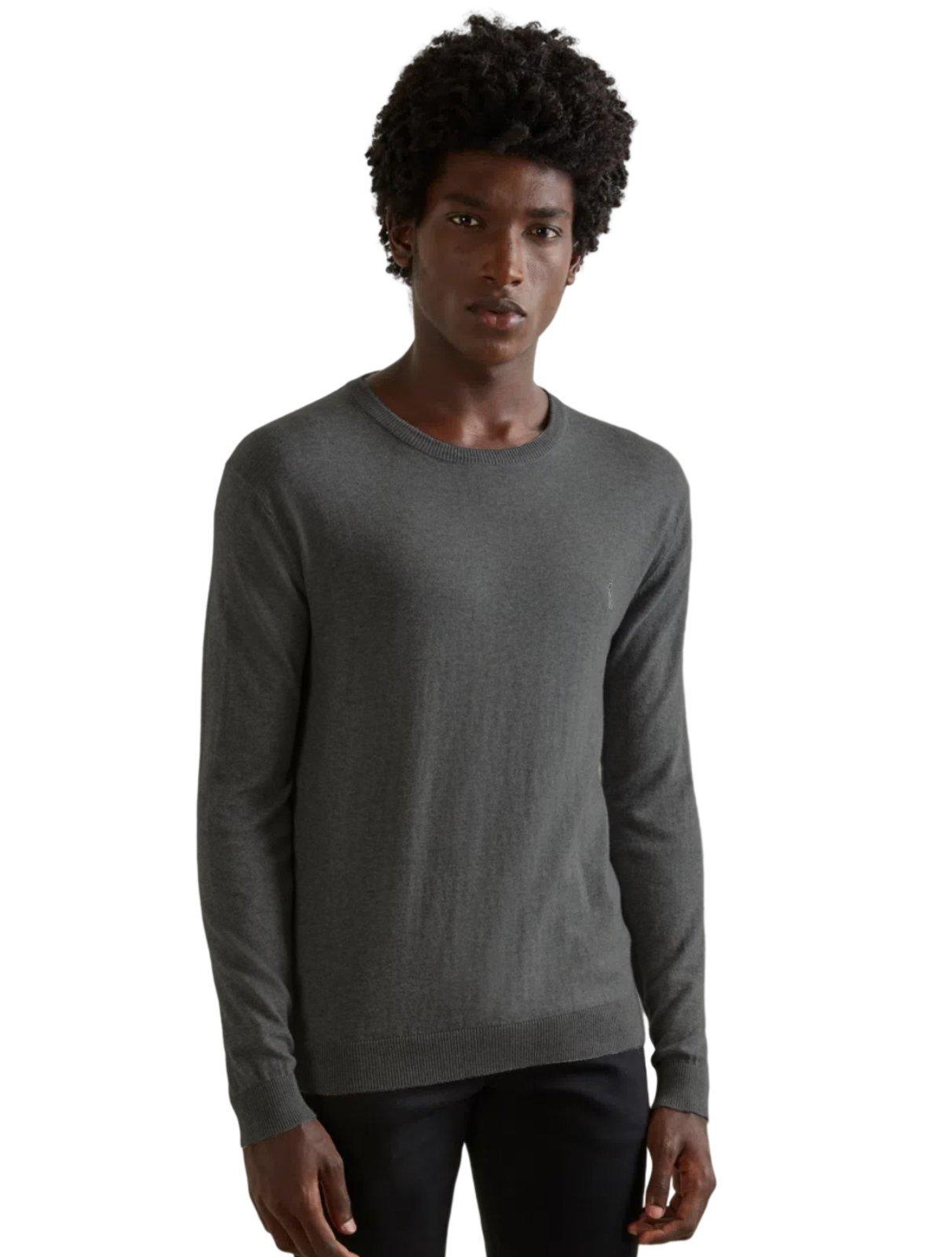 Suéter Reserva Masculino Tricot Basico Gola Careca Chumbo Mescla