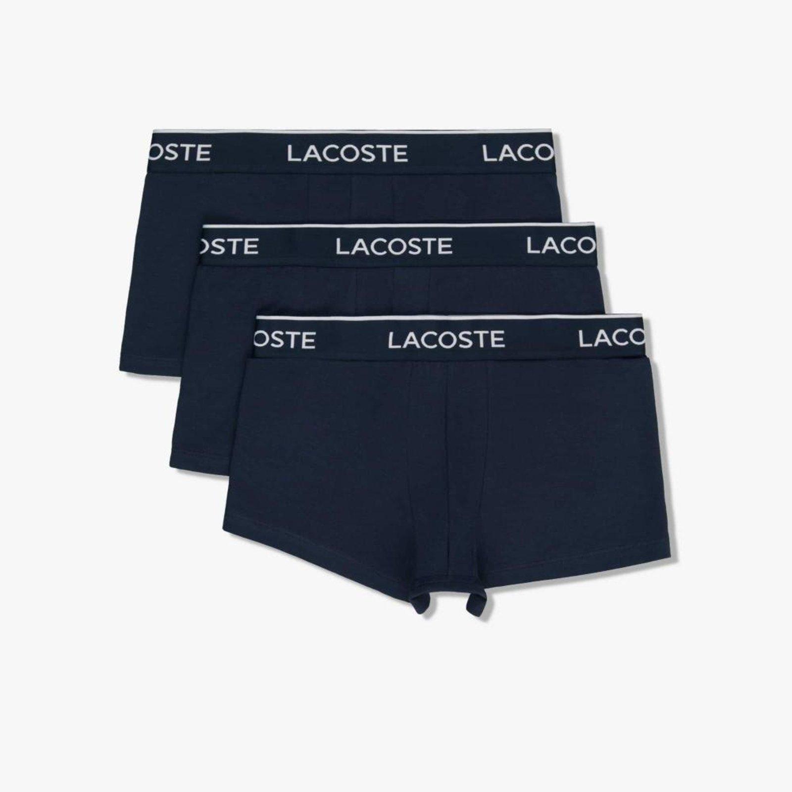 Pack de três cuecas trunks masculina Lacostes em algodão com stretch Azul