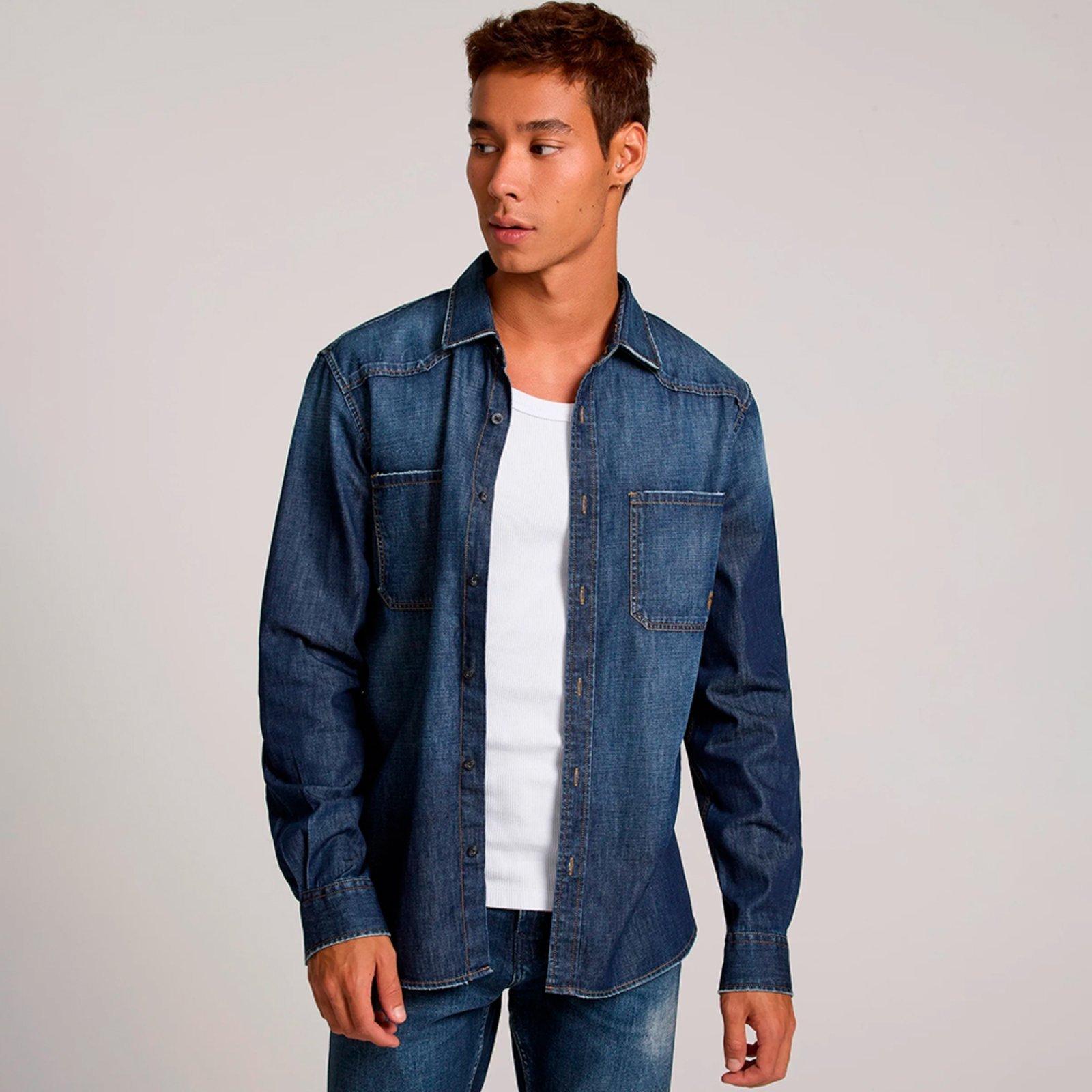 Camisa John John Slim Phoenix Ou25 Azul Masculino
