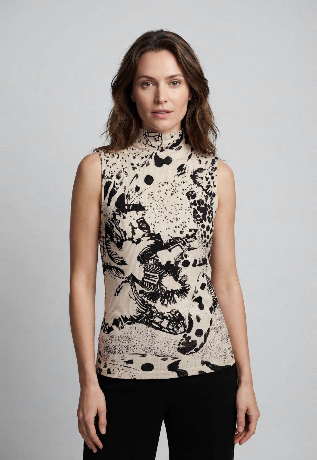 Blusa Feminina Lança Perfume Estampada Bege