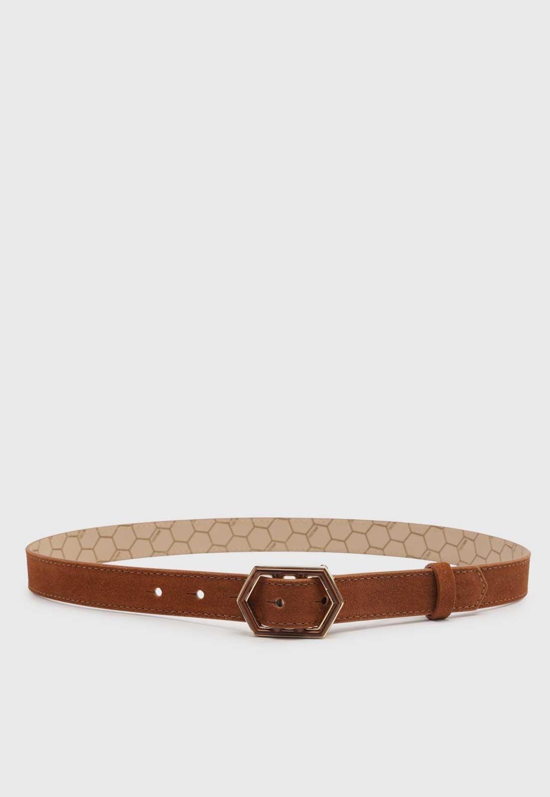 Cinto Largo Arezzo Rustic Suede Marrom