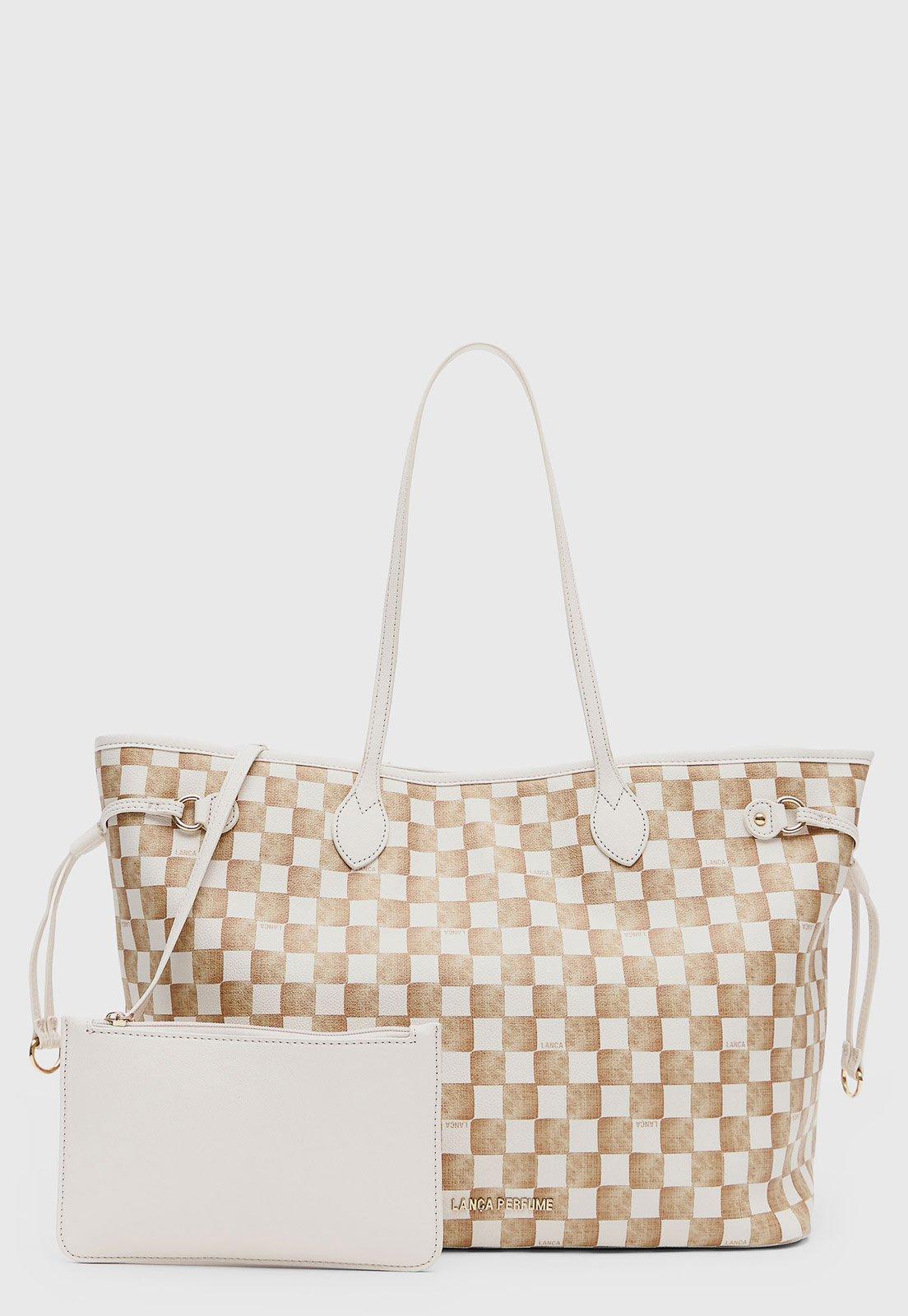 Bolsa Feminina Lança Perfume com Necessaire Xadrez Off-White