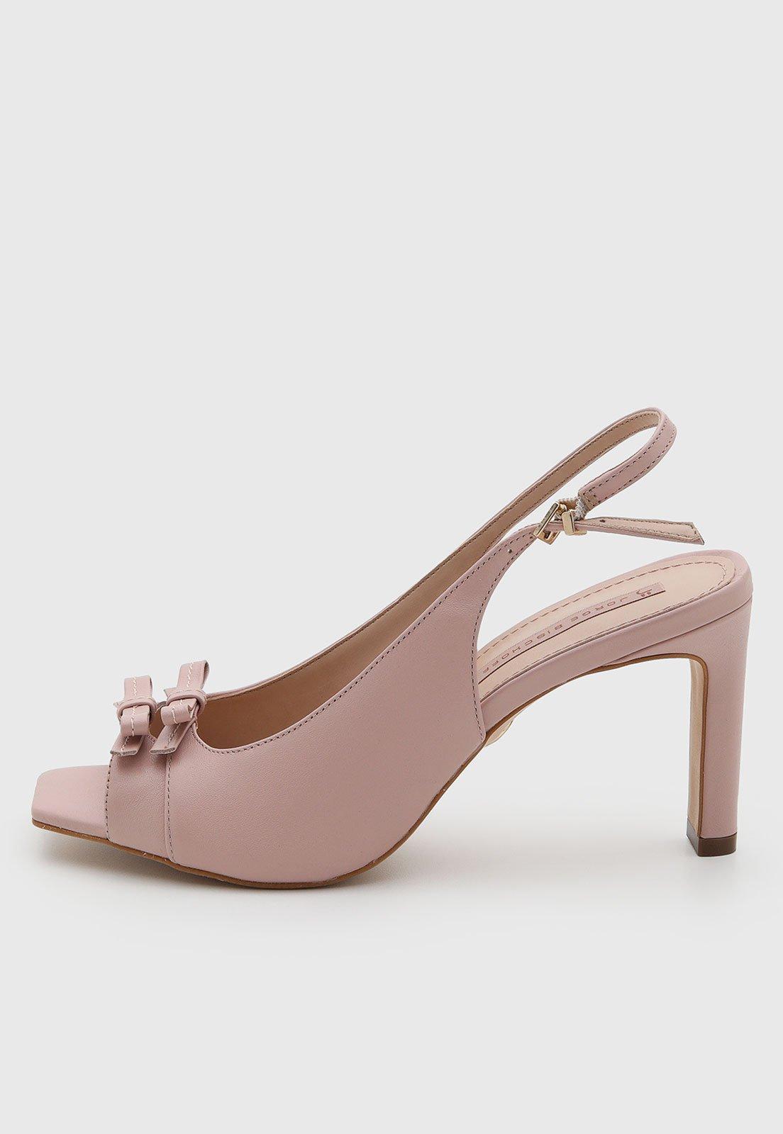 Sandália Feminina Jorge Bischoff Slingback Couro Rosa