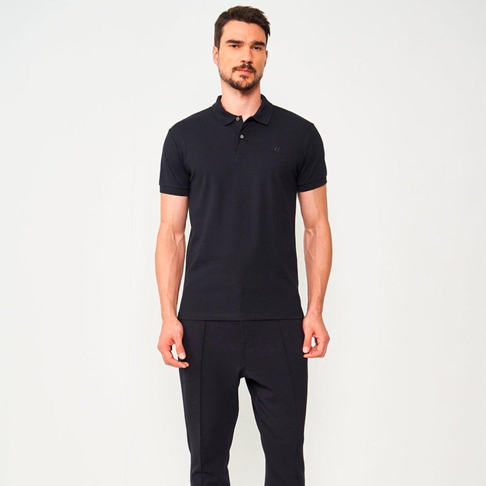 Camisa Polo Colcci Algodão Pima Peruano Preta Preto