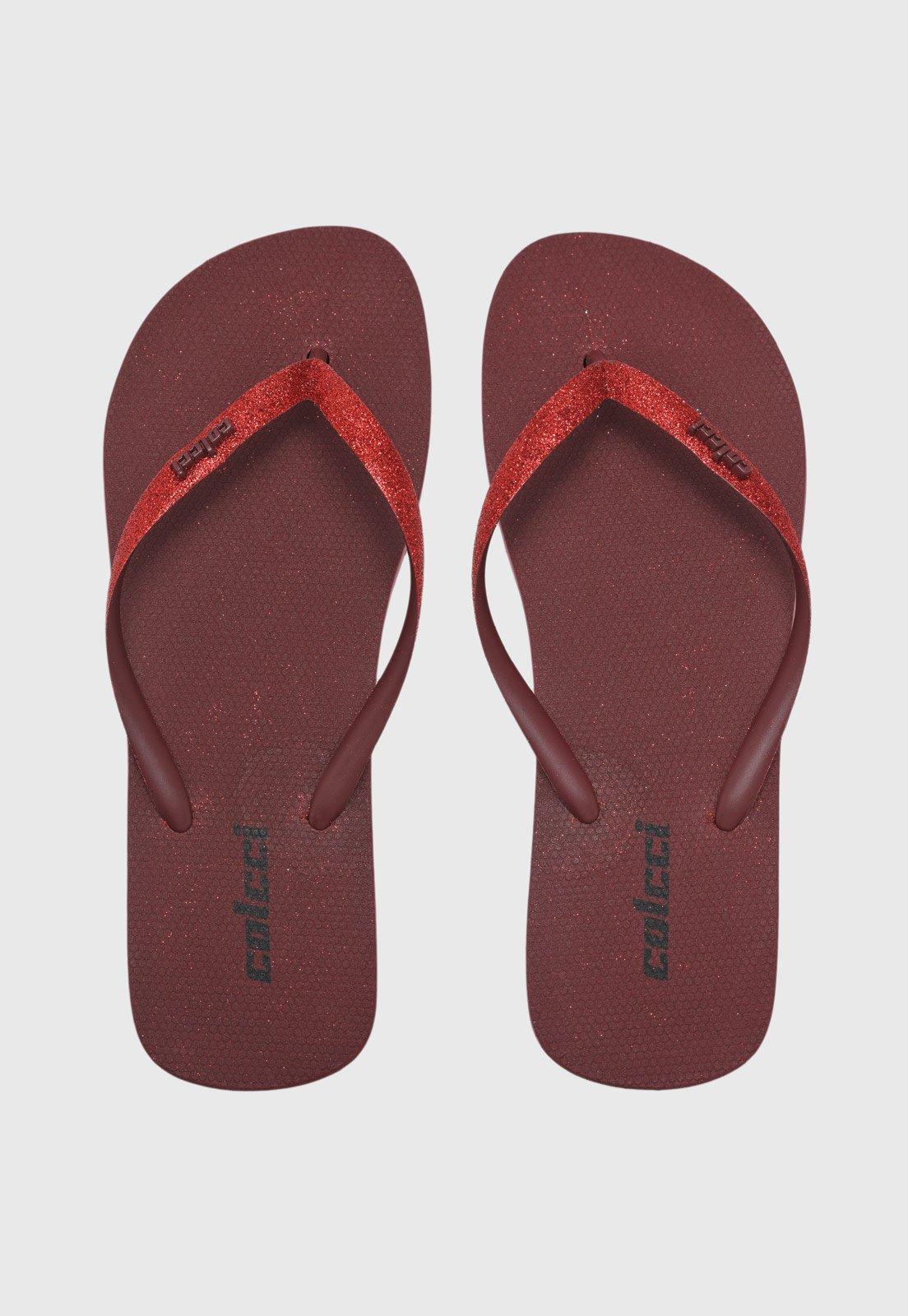 Chinelo Dedo Feminino Colcci Glitter Vinho