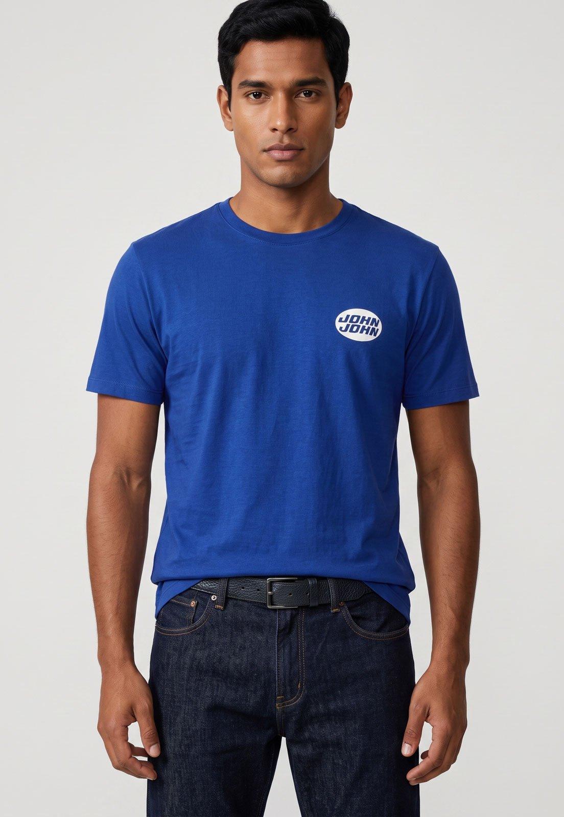 Camiseta Masculina John John Gola Redonda Azul