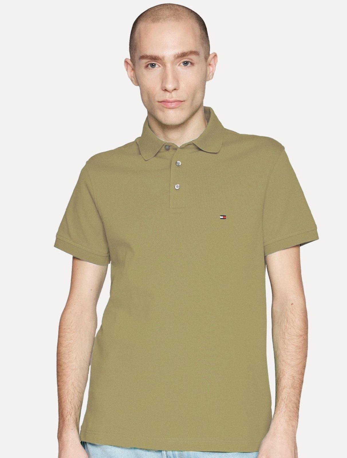 Polo Tommy Hilfiger Masculina Slim Piquet 1985 Verde Musgo