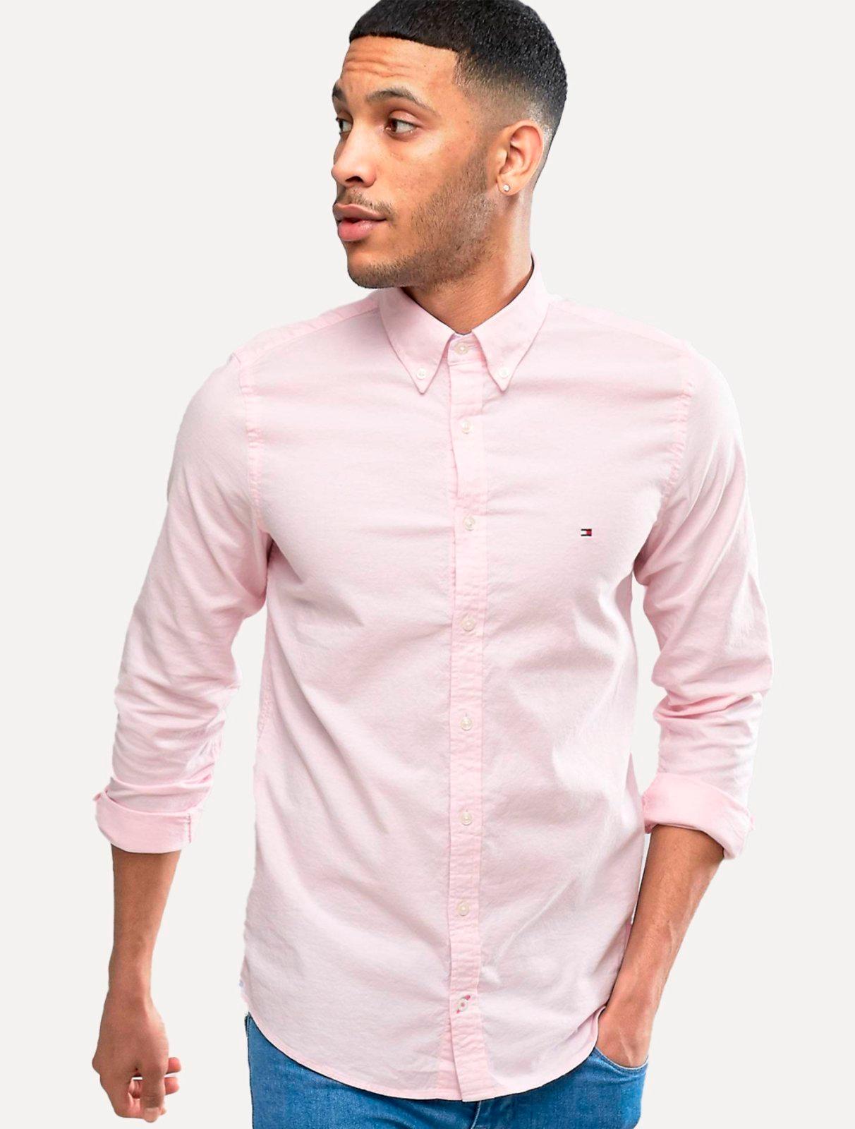 Camisa Tommy Hilfiger Masculina Regular Core Oxford Rosa Claro