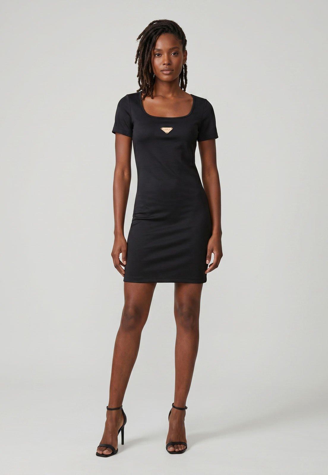 Vestido Feminino Lança Perfume Curto Manga Curta Preto
