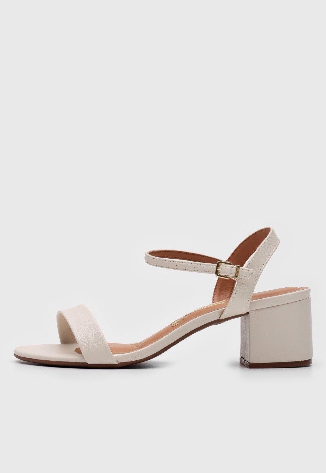 Sandália Vizzano Salto Grosso Off-White