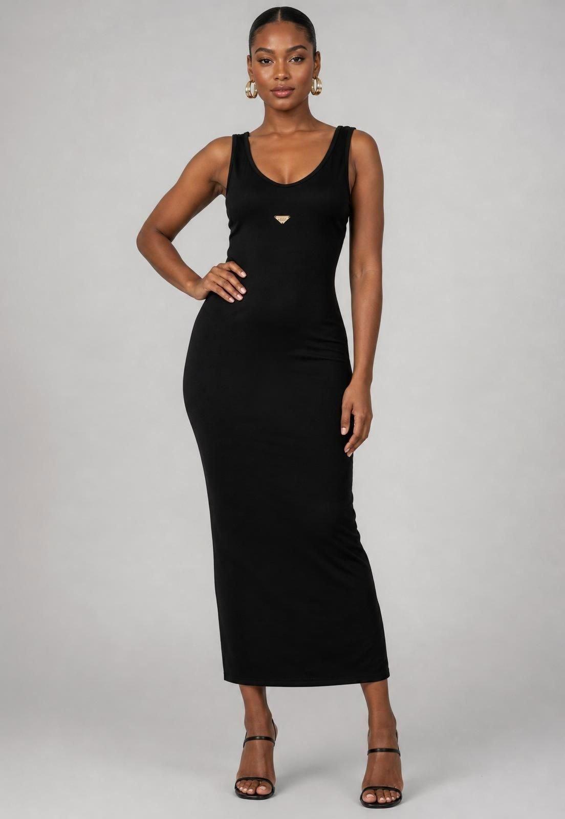Vestido Feminino Lança Perfume Longo Alças Largas Preto