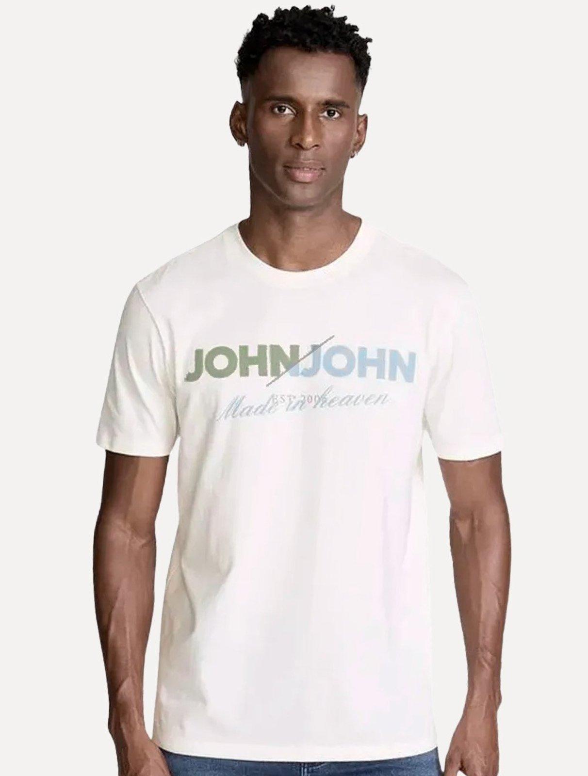 Camiseta John John Masculina Relaxed Double Sid Off White