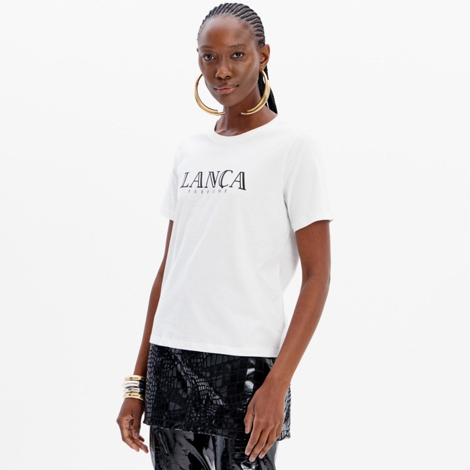Camiseta Lança Perfume Curta Name Ou25 Off White Feminino