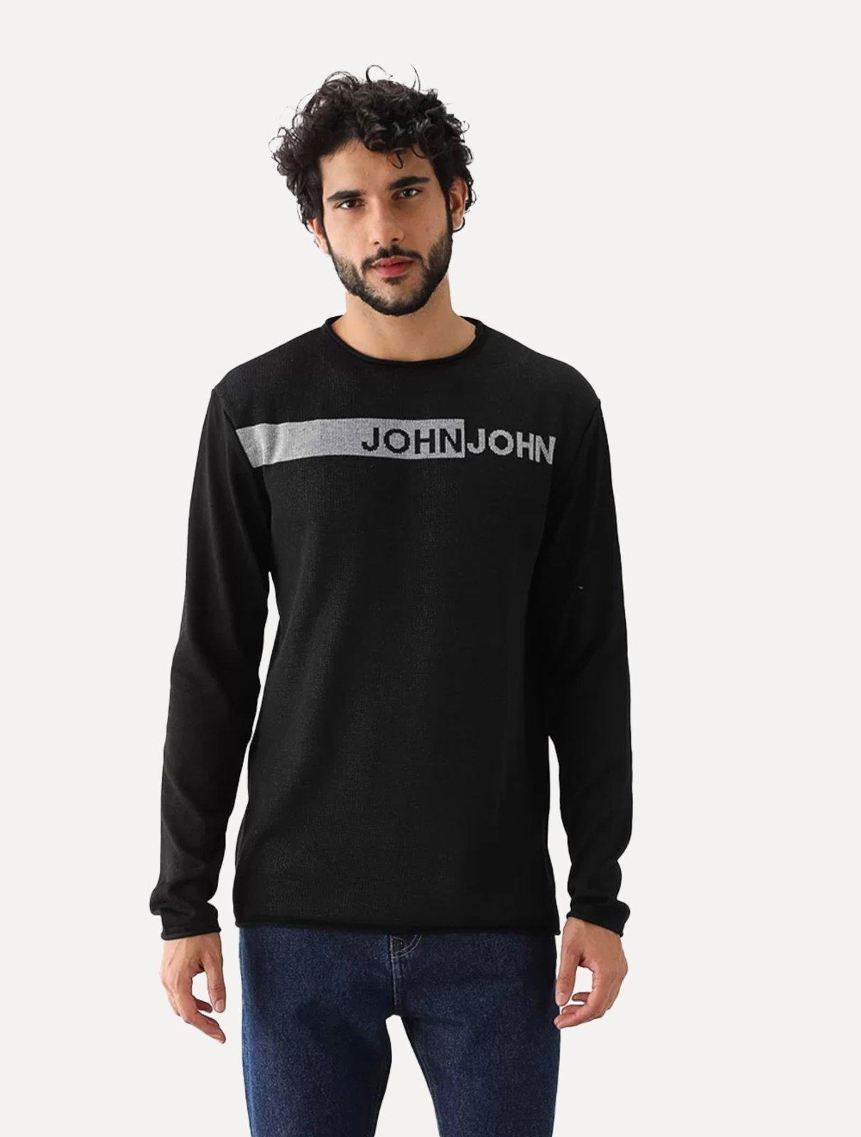 Tricot John John Masculino J Sash Preto Mescla