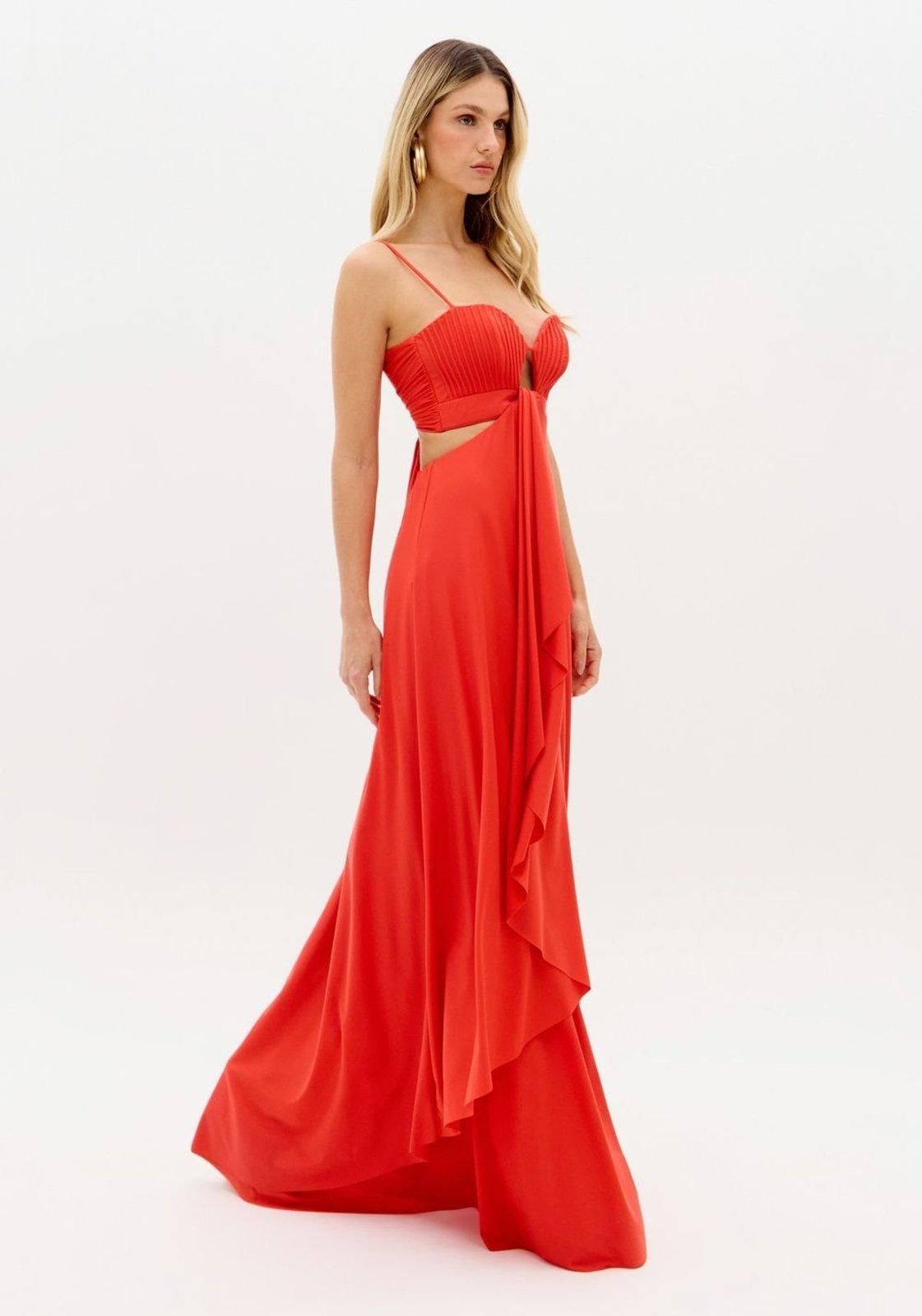 Vestido Longo De Alças Com Recortes Lança Perfume